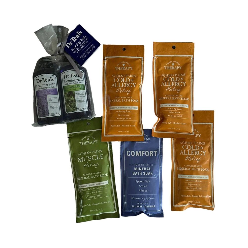 Village Naturals Therapy Relief Concentrated Mineral Bath Soak Lot‎ Dr Teals